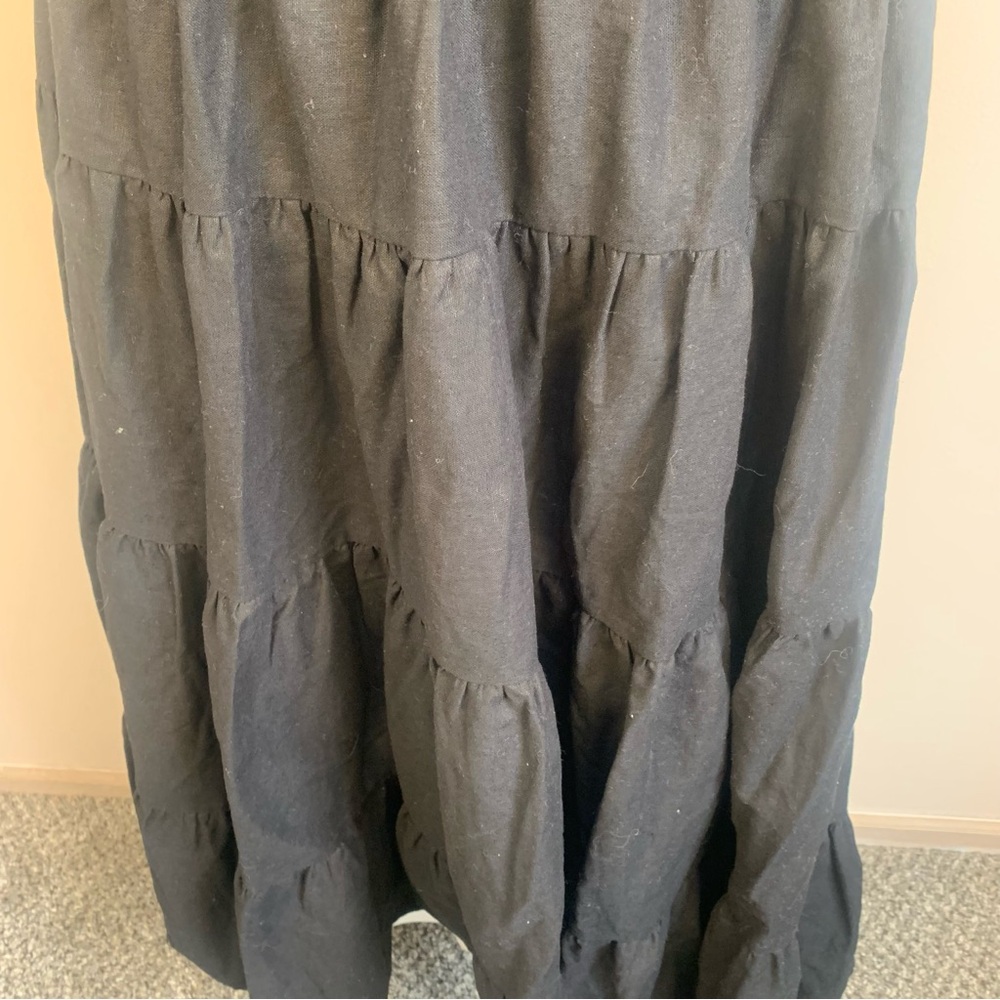 City Chic Linen Blend Off Shoulder Tiered Puff Sleeve Midi Dress - Picture 11 of 14
